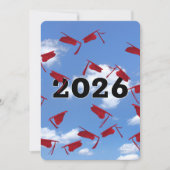 2025年Red Graduation Hats in Sky 招待状 (正面)