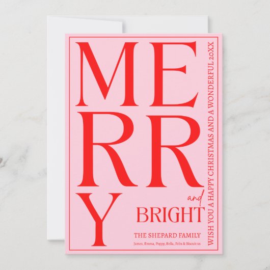 2025明モダンるい赤メリーピンクのクリスマスフォト 招待状 (正面)