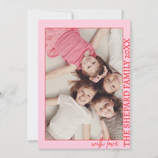 2025明モダンるい赤メリーピンクのクリスマスフォト 招待状 (裏面)