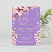 2025水彩桃色フローラ写真卒業パーティー 招待状 (スタンド正面)