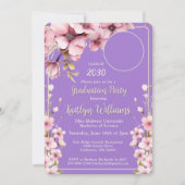 2025水彩桃色フローラ写真卒業パーティー 招待状 (正面)