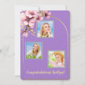 2025水彩桃色フローラ写真卒業パーティー 招待状 (裏面)