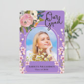2025水彩桃色フローラ写真卒業パーティー 招待状 (スタンド正面)