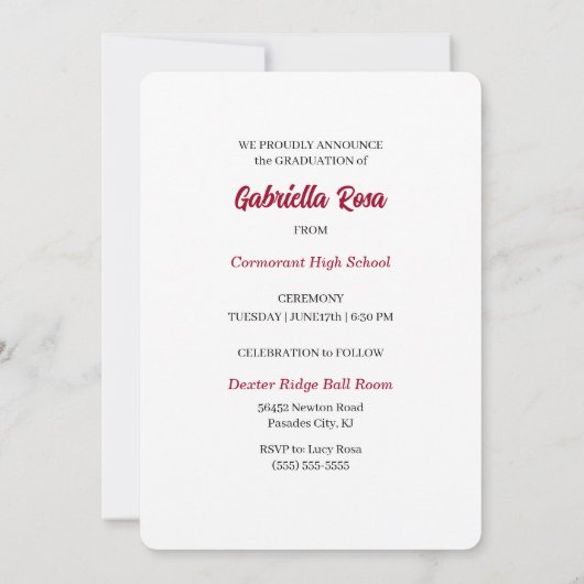 2025深い赤黒写真卒業 招待状 (裏面)