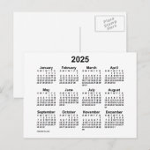 2025白ミニカレンダーbyヤンツ葉書 ポストカード (正面/裏面)