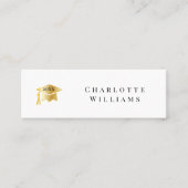 2025白色 | 金ゴールドグラッドキャップ卒業式インサートカード スキニー名刺 (正面)