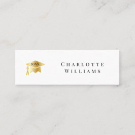 2025白色 | 金ゴールドグラッドキャップ卒業式インサートカード スキニー名刺