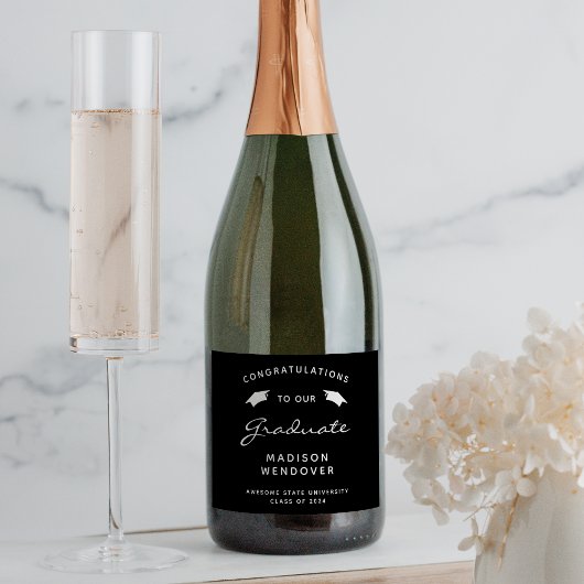 2025白黒スクリプトキャップの卒業 スパークリングワインラベル