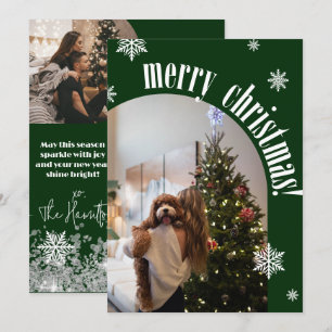 2025緑のレトロメリークリスマスグリッツ写真カード シーズンカード