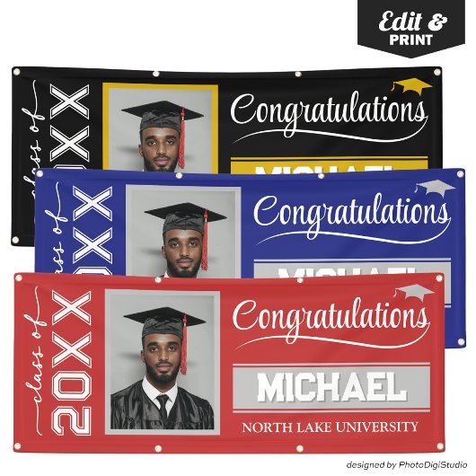 2025編集可能な卒業バナー（名前と学校） 横断幕