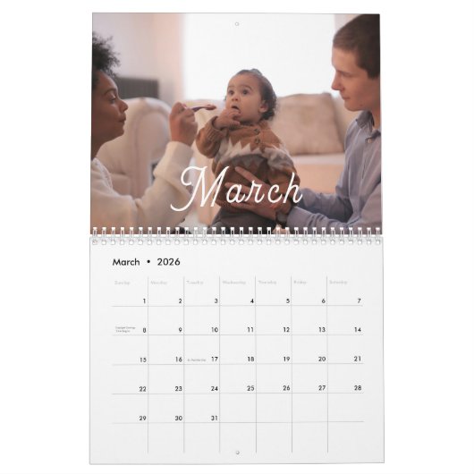 2025自分モダンの家族の写真をカスタム作成する カレンダー (3月 2026)
