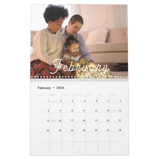 2025自分モダンの家族の写真をカスタム作成する カレンダー (2月 2026)