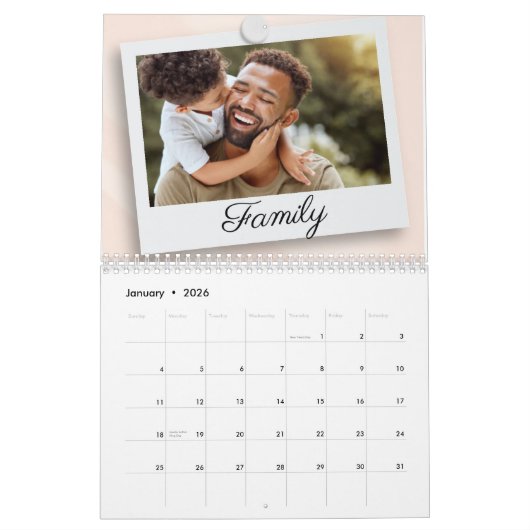 2025自分モダンの家族の写真をカスタム作成する カレンダー (1月 2026)