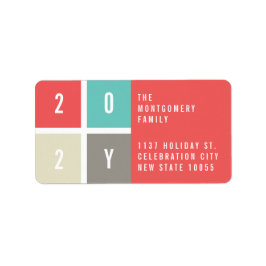 2025色ブロックモダン年末年始の休日アドレス ラベル