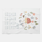 2025茶タオルのカレンダー居心地の良いコテージカントリーハイゲ キッチンタオル (横)
