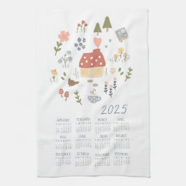 2025茶タオルのカレンダー居心地の良いコテージカントリーハイゲ キッチンタオル