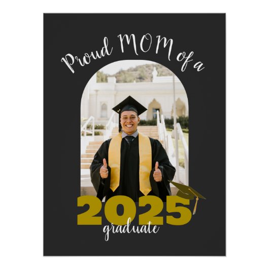 2025誇りを持った年の卒業生の母の写カスタム真 ポスター (正面)