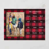2025赤バッファロープレイド写真パーソナライズされたカレンダー シーズンポストカード (正面)