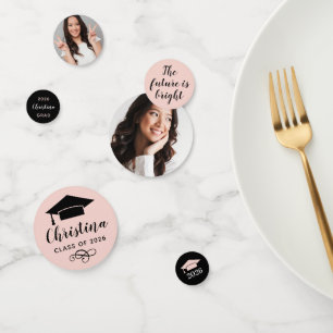 2025赤面ピンクカスタム写真卒業パーティー コンフェッティ