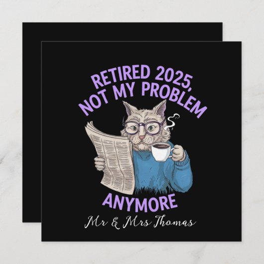 2025退職した:もう問題ではないおもしろい 招待状 (正面/裏面)