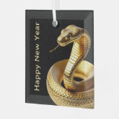 2025金ゴールドスネーク中国のハッピーニューイヤー ガラスオーナメント (正面左)