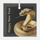 2025金ゴールドスネーク中国のハッピーニューイヤー ガラスオーナメント (正面)