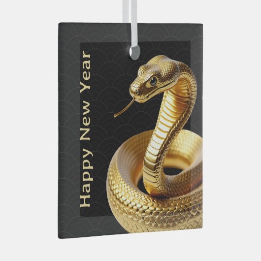 2025金ゴールドスネーク中国のハッピーニューイヤー ガラスオーナメント (正面右)