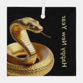 2025金ゴールドスネーク中国のハッピーニューイヤー ガラスオーナメント (裏面)