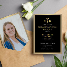 2025金ゴールドブラックエレガントMD写真卒業パーティー 招待状