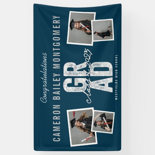 2025銀はっきりしたグラード4写真卒業パーティー 横断幕 (縦)