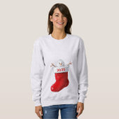 2025雪だるまクリスマスストッキングセーター スウェットシャツ (正面フル)