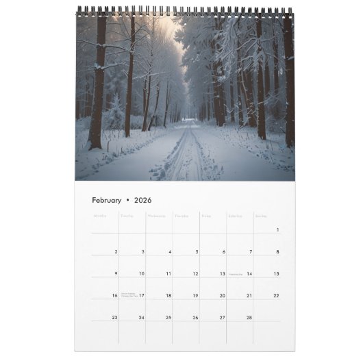 2025風景壁 カレンダー (2月 2026)
