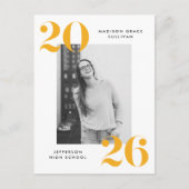 2025黄はっきりしたレタリング写真卒業パーティー インビテーションポストカード (正面)