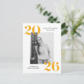 2025黄はっきりしたレタリング写真卒業パーティー インビテーションポストカード (スタンド正面)