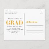 2025黄はっきりしたレタリング写真卒業パーティー インビテーションポストカード (裏面)