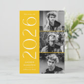 2025黄モダン3写真卒業パーティー 招待状 (スタンド正面)