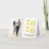 2025黄色はっきりしたタイポグラフィ年末年始の写真 シーズンカード (正面)