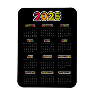 2025黒カラフルカレンダー マグネット