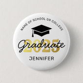 2025黒金ゴールド卒業ボタン 缶バッジ (正面)