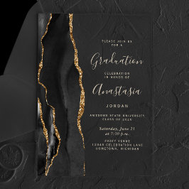 2025黒金ゴールド瑪瑙金ゴールド文字卒業 アクリル招待状