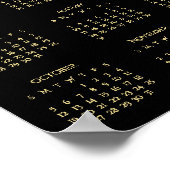 2025黒金ゴールド通年ホームオフィスカレンダー ポスター (角)