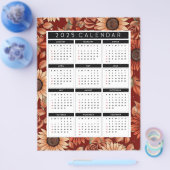 2025 のひまわり フライヤー カレンダー - 1 年の概要 (シングル)