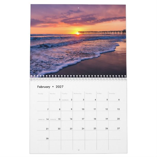 2025 カラフル California鮮やか Sunset Photo カレンダー (2月 2027)