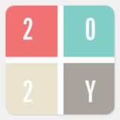 2025 カラーブロック モダン シンプル 新年 ホリデー スクエアシール (正面)