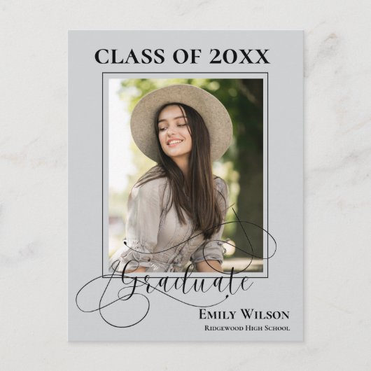 2025 スタイリッシュ 2写真卒業パーティー招待状 ポストカード (正面)