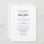 2025 ネイビーブルーとホワイトの写真 卒業式 招待状 (裏面)