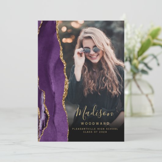 2025 パープルアゲート フォト 卒業おめでとう 招待状 (スタンド正面)