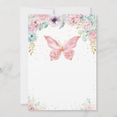 2025 ピンクのグリッター蝶の誕生日招待状 招待状 (裏面)
