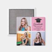 2025 ピンクの卒業コラージュ おしゃれな卒業生 マグネット (正面/裏面)