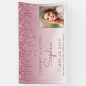 2025 フォト バーガンディ グリッター ドリップ 卒業式 横断幕 (縦)